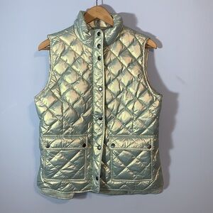 TALBOTS QUILTED DOWN PUFFER VEST PEARLIZED MINT GREEN SIZE S snowbound blue